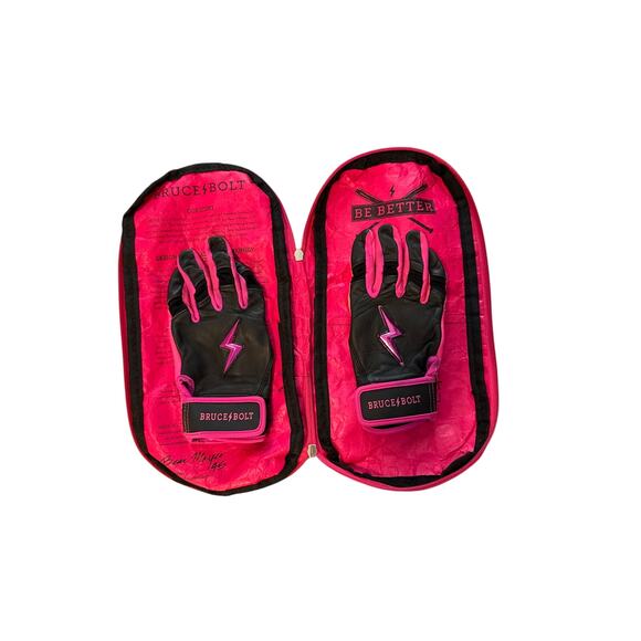 Bruce Bolt Other - Bruce Bolt Creator Series Premium Leather Baseball Batting Gloves Pink Black